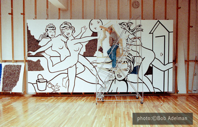 Roy Lichtenstein with Beach Scene with Starfish. 1994. photo:©Bob Adelman/Artwork:©Estate of Roy Lichtenstein