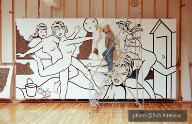 Roy Lichtenstein with Beach Scene with Starfish. 1994. photo:©Bob Adelman/Artwork:©Estate of Roy Lichtenstein