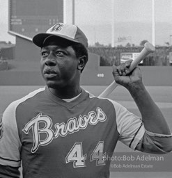 The Slugger: baseball great Hank Aaron at the All-Star Game, Kansas City, Missouri.  1975