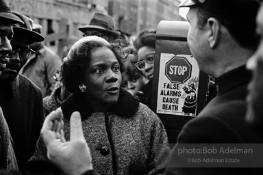 Safety first: Parents and children respond to a wave of accidents by blocking their street and demanding the installation of a traffic light,  Brooklyn,  New York City.
 1962