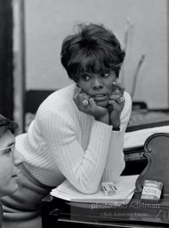 Dionne Warwick rehearsing with musicians, New York City.  1970