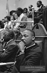 Martin Luther King Jr. at a Brooklyn church where he spoke, exhorting perishiners to support the March on Wahington. Brooklyn, Summer, 1963.