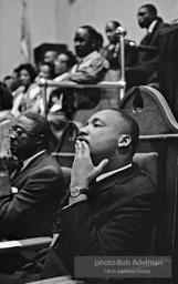 Martin Luther King Jr. at a Brooklyn church where he spoke, exhorting perishiners to support the March on Wahington. Brooklyn, Summer, 1963.