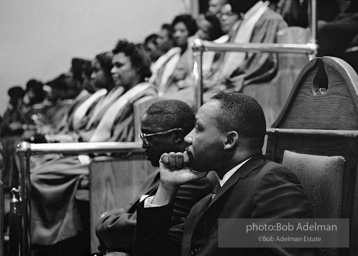 Martin Luther King Jr. at a Brooklyn church where he spoke, exhorting perishiners to support the March on Wahington. Brooklyn, Summer, 1963.