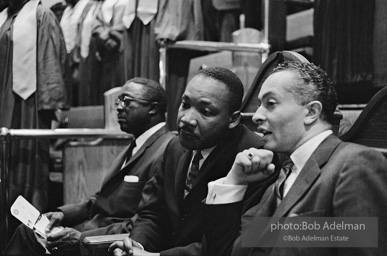 Martin Luther King Jr. at a Brooklyn church where he spoke, exhorting perishiners to support the March on Wahington. Brooklyn, Summer, 1963.