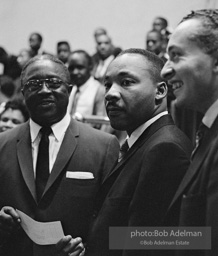 Martin Luther King Jr. at a Brooklyn church where he spoke, exhorting perishiners to support the March on Wahington. Brooklyn, Summer, 1963.