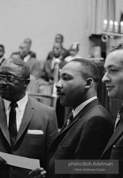 Martin Luther King Jr. at a Brooklyn church where he spoke, exhorting perishiners to support the March on Wahington. Brooklyn, Summer, 1963.