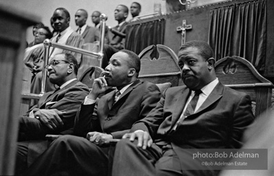 Martin Luther King Jr. at a Brooklyn church where he spoke, exhorting perishiners to support the March on Wahington. Brooklyn, Summer, 1963.