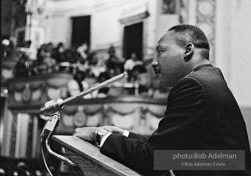 Martin Luther King Jr. exhorts perishiners to support the March on Wahington. Brooklyn, Summer, 1963.