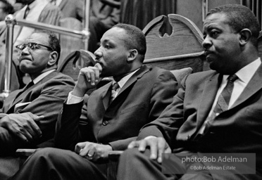 Martin Luther King Jr. at a Brooklyn church where he spoke, exhorting perishiners to support the March on Wahington. Brooklyn, Summer, 1963.