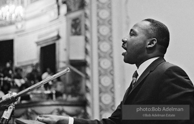 Martin Luther King Jr. exhorts perishiners to support the March on Wahington. Brooklyn, Summer, 1963.