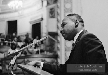 Martin Luther King Jr. exhorts perishiners to support the March on Wahington. Brooklyn, Summer, 1963.