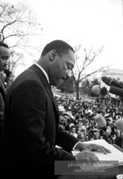 King speaks to the crowd, Montgomery, Alabama.1965