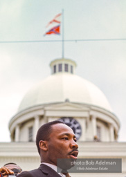 King speaks to the crowd, Montgomery, Alabama.1965