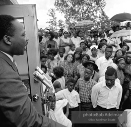 Getting out the vote, Dr. King travels throughout the south urging his bretheren to take advantage of the newly enacted Voting Rights act, Camden, Alabama. 1966