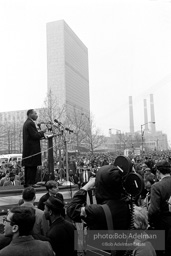 Martin Luther King addresses the largest peace demonstration against the Vietnam war at the United Nations Plaza. NYC.April 15. 1967