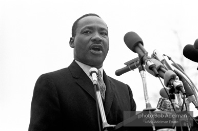 Martin Luther King addresses the largest peace demonstration against the Vietnam war at the United Nations Plaza. NYC.April 15. 1967