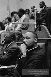 Martin Luther King Jr. at a Brooklyn church where he spoke, exhorting perishiners to support the March on Wahington. Brooklyn, Summer, 1963.