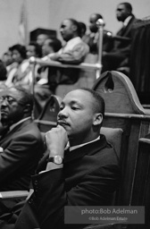 Martin Luther King Jr. at a Brooklyn church where he spoke, exhorting perishiners to support the March on Wahington. Brooklyn, Summer, 1963.