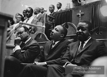 Martin Luther King Jr. at a Brooklyn church where he spoke, exhorting perishiners to support the March on Wahington. Brooklyn, Summer, 1963.