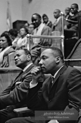 Martin Luther King Jr. at a Brooklyn church where he spoke, exhorting perishiners to support the March on Wahington. Brooklyn, Summer, 1963.