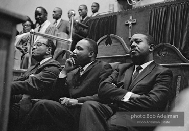 Martin Luther King Jr. at a Brooklyn church where he spoke, exhorting perishiners to support the March on Wahington. Brooklyn, Summer, 1963.