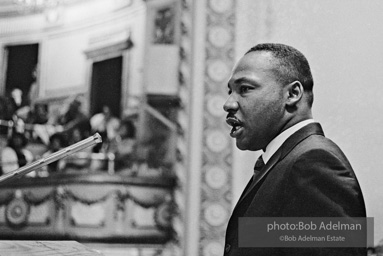 Martin Luther King Jr. exhorts perishiners to support the March on Wahington. Brooklyn, Summer, 1963.