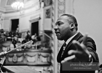 Martin Luther King Jr. exhorts perishiners to support the March on Wahington. Brooklyn, Summer, 1963.