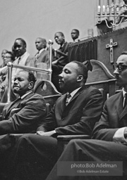 Martin Luther King Jr. at a Brooklyn church where he spoke, exhorting perishiners to support the March on Wahington. Brooklyn, Summer, 1963.