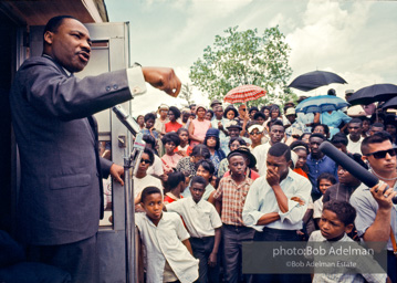 Getting out the vote, Dr. King travels throughout the south urging his bretheren to take advantage of the newly enacted Voting Rights act, Camden, Alabama. 1966