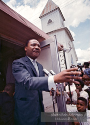 Getting out the vote, Dr. King travels throughout the south urging his bretheren to take advantage of the newly enacted Voting Rights act, Camden, Alabama. 1966