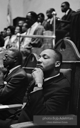 Martin Luther King Jr. at a Brooklyn church where he spoke, exhorting perishiners to support the March on Wahington. Brooklyn, Summer, 1963.