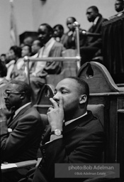 Martin Luther King Jr. at a Brooklyn church where he spoke, exhorting perishiners to support the March on Wahington. Brooklyn, Summer, 1963.