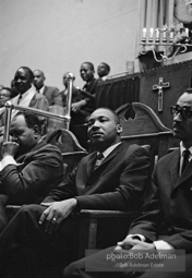 Martin Luther King Jr. at a Brooklyn church where he spoke, exhorting perishiners to support the March on Wahington. Brooklyn, Summer, 1963.