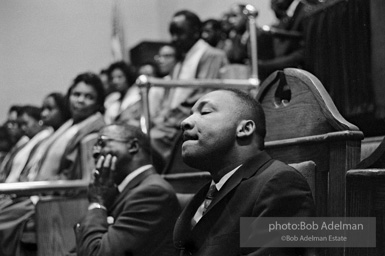 Martin Luther King Jr. at a Brooklyn church where he spoke, exhorting perishiners to support the March on Wahington. Brooklyn, Summer, 1963.