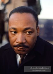 Martin Luther King in a quiet moment as he prepares to speak  inMontgomery,  Alabama.  1965