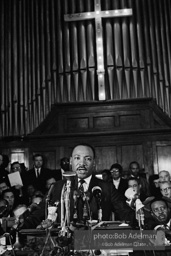 Dr. King eulogizes the slain civil rights crusader, the Rev. James Reeb, at the Brown Chapel. Selma Alabama. 1965