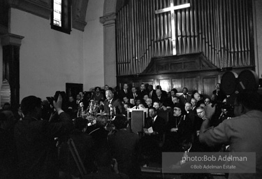 Dr. King eulogizes the slain civil rights crusader, the Rev. James Reeb, at the Brown Chapel. Selma Alabama. 1965