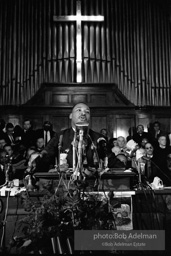 Dr. King eulogizes the slain civil rights crusader, the Rev. James Reeb, at the Brown Chapel. Selma Alabama. 1965