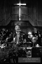 Dr. King eulogizes the slain civil rights crusader, the Rev. James Reeb, at the Brown Chapel. Selma Alabama. 1965