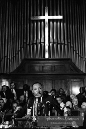 Dr. King eulogizes the slain civil rights crusader, the Rev. James Reeb, at the Brown Chapel. Selma Alabama. 1965