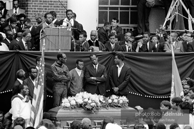 Rev. Ralph Abernathy speaking at the King memorial service, Morehouse College, Atlanta 1968