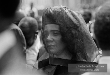 Mrs. King leading the mourners at the funeral of Dr. Kinh. Atlanta, GA, 1968