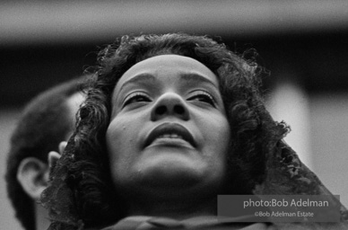 Mrs. King at the memorial service in downtown for her slain husband. Memphis, TN. 1968