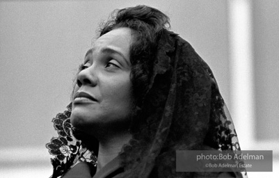 Mrs. King at the memorial service in downtown for her slain husband. Memphis, TN. 1968