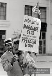 Althought interacial marraige was not on the program, the marcher has his own agenda. At the time many states had laws prohibiting mixed marriages.
