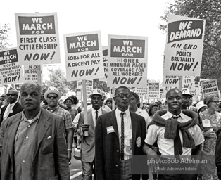 Proud determined marchers approach the Lincoln Memorial,  Washington, D.C.  August 28, 1963.