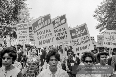 Proud Marchers advance along The Mall to the Lincoln Memorial. Washington, D.C. August 28, 1963.