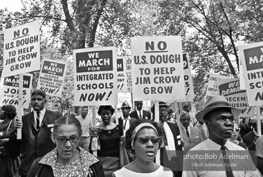 Proud Marchers advance along The Mall to the Lincoln Memorial. Washington, D.C. August 28, 1963.