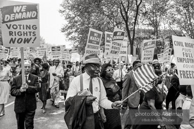 Proud Marchers advance along The Mall to the Lincoln Memorial. Washington, D.C. August 28, 1963.